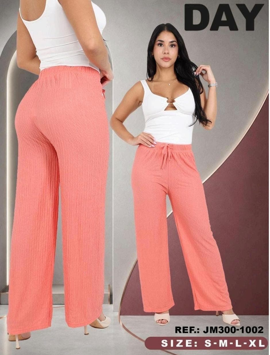 Pantalón palazzo acanalado con cordón, ref. JM300-1002