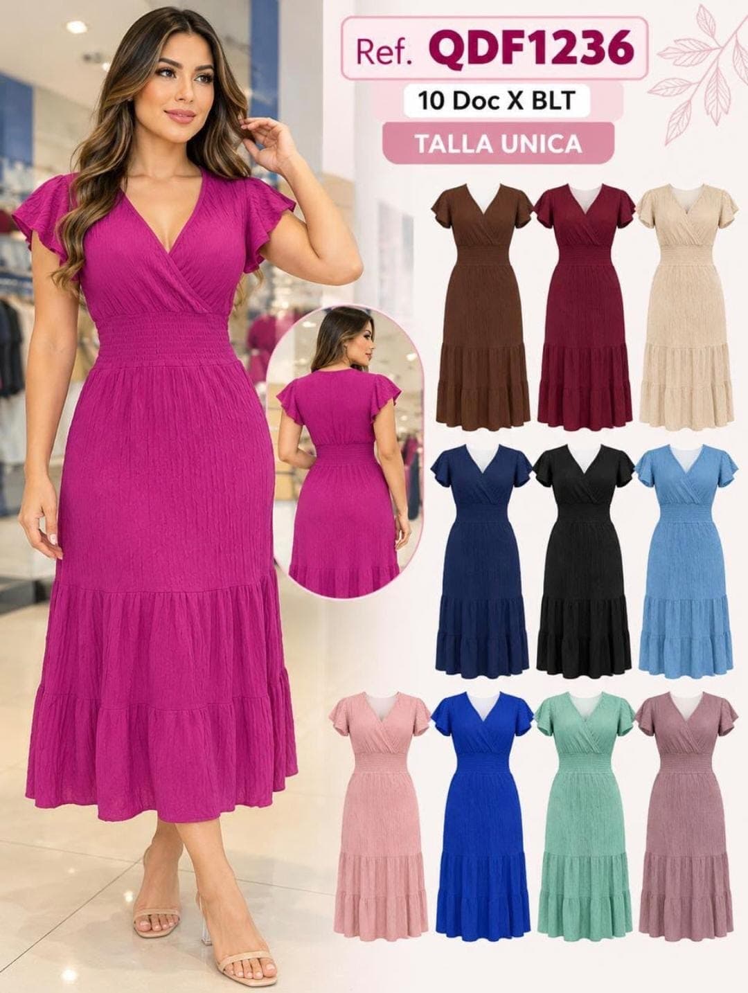 Vestido midi cruzado Ref. QDF1236